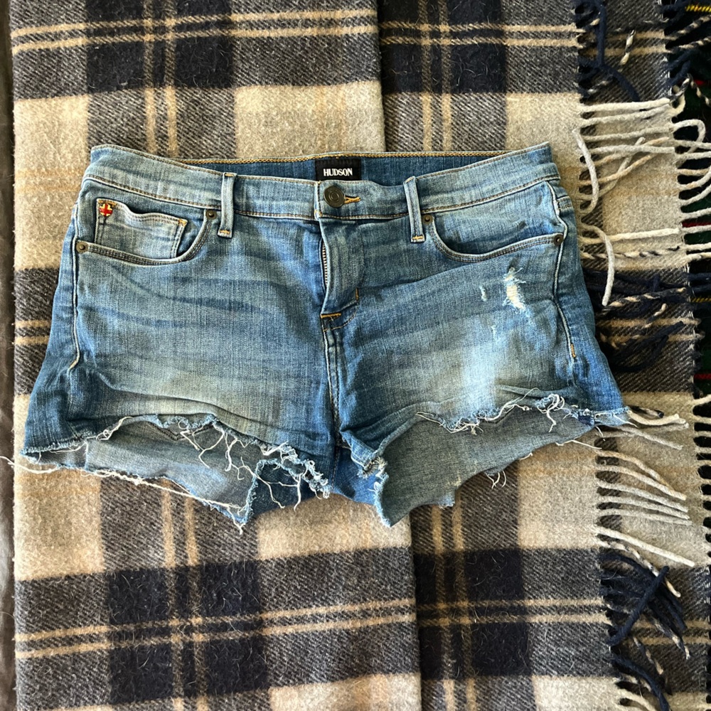 Hudson cut off distressed jean shorts